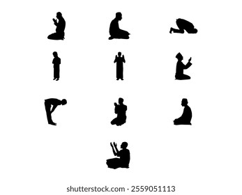 Islam Praying Silhouette Element Set