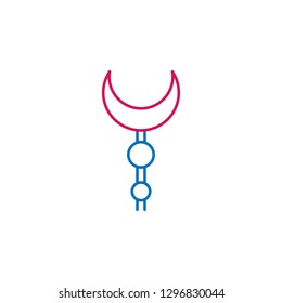Islam, Ramadan crescent moon  2 colored line icon. Simple blue and red element illustration. Islam, Ramadan crescent moon  concept outline symbol design from Islam set