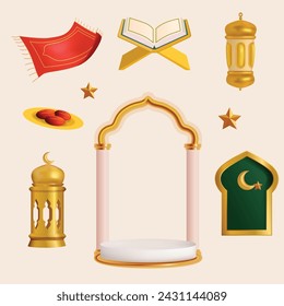 islam Ramadan Kareem 3D Icon Pack eps vector