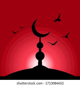 Islam. Ramadan kareem, Mosque, prayer. Black symbols Celebration vector Concept