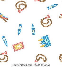 islam ramadan muslim vector seamless pattern thin line illustration