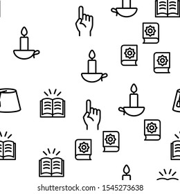 Islam Religion Arab Vector Seamless Pattern Thin Line Illustration