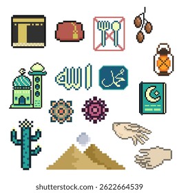 religião islâmica retro pixel art