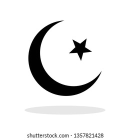 Islam religion sign icon in trendy flat style. Star and Moon holy symbol for your web site design, logo, app, UI Vector EPS 10.