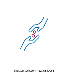 Islam, sadaqah 2 colored line icon. Simple blue and red element illustration. Islam, sadaqah concept outline symbol design from Islam set