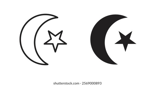 Islam star and crescent icon set vector graphics designs