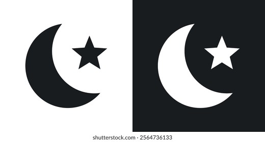 Islam star and crescent icons in flat syle