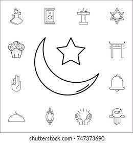 islam star and crescent moon icon. Set of religion icons. Web Icons Premium quality graphic design. Signs, outline symbols collection, simple icons for websites, web design, mobile on white background