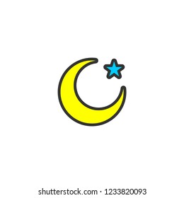 Islam star and crescent vector icon