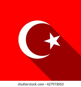 Islam symbol flat icon with long shadow. Vector Illustration
