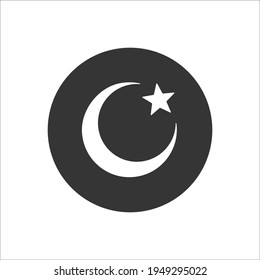 Islam symbol. Moon and star icon isolated on white background