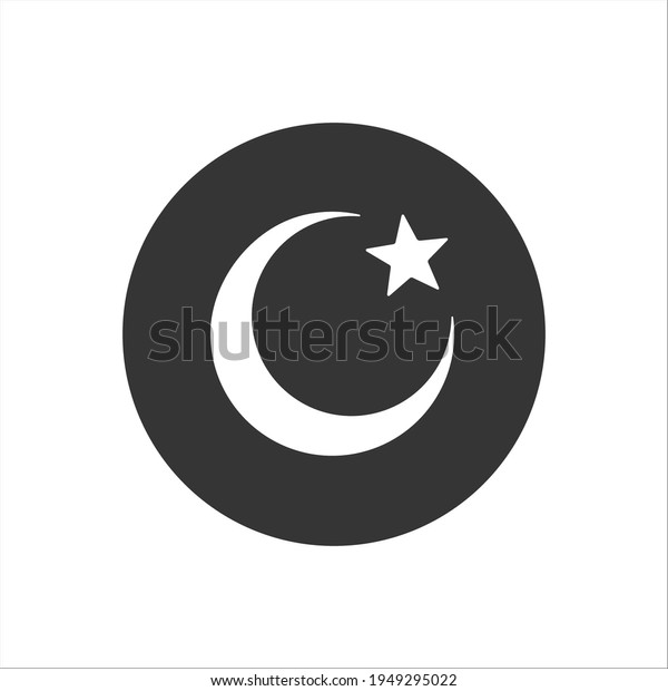 Islam symbol. Moon and star icon isolated on\
white background