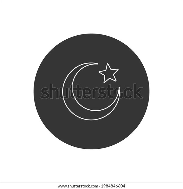 Islam symbol. Moon and star line icon isolated\
on white background