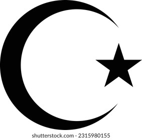 Islam symbol. Star and crescent symbol vector illustration.