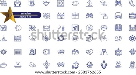 Islam thin black line icons set vector illustration