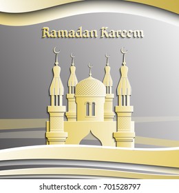 Islam vector illustration for Ramadan Kareem. Beautiful traditional greeting card. Islamic background. Decorated by layers of paper cutting frames. Banner design