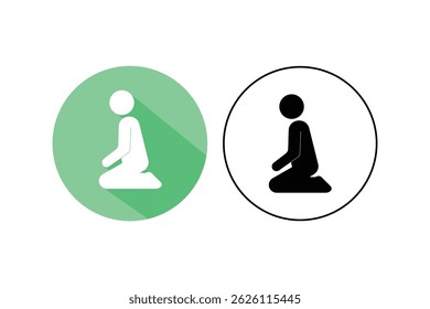Islã adoração vetor ilustrações, vetor ícone de oração muçulmana, namaz plana ícone pack, culto muçulmano pose vetor
