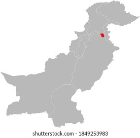 Islamabad capital city isolated on Pakistan map. Light gray background. Business concepts and backgrounds.