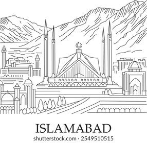 Islamabad City Line Draw Free Vector