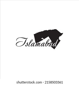 Islamabad Map And Black Lettering Design On White Background