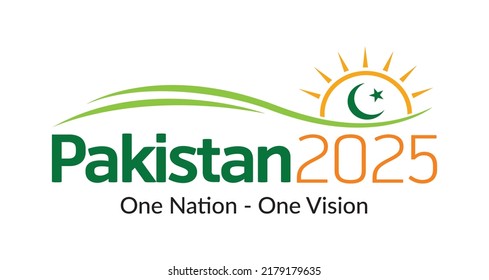 Islamabad - Pakistan, August 14, 2025: Pakistan 2025 Vision Official Logo. One Nation, One Vision. Vector Illustration.  Official Logo.