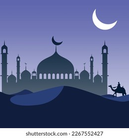 Islami Mosque Silhouete Vector Art  Ramadhan Isra Mi'raj
