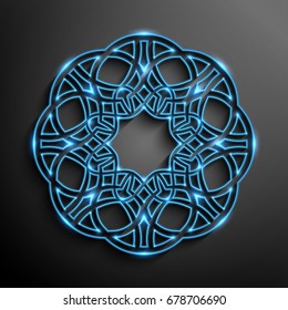 Islamic 3D glowing ornament, arabic style mandala. Vector illustration