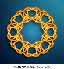 Islamic 3D ornament, arabic style mandala. Vector illustration