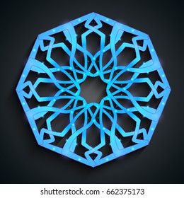 Islamic 3D ornament, arabic style mandala. Vector illustration