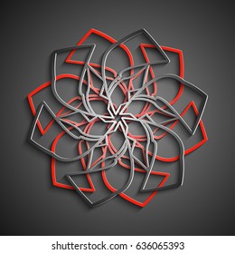 Islamic 3D ornament, vector round mandala background. Architecture design in arabic style.