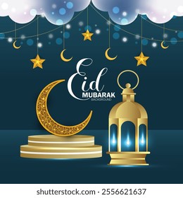 Islamic 3d podium round stage for Eid Mubarak, Ramadan Kareem, Muharram, Iftar on colour background