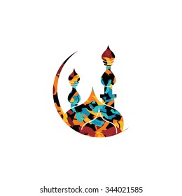 islamic abstract calligraphy art theme vector illustration