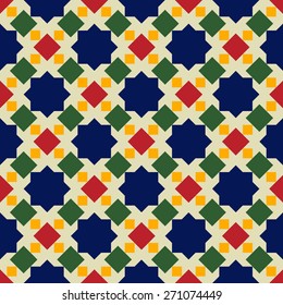 Islamic abstract geometric background. Seamless pattern. Traditional tile ornament. Vector illustration. 