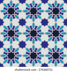 Islamic abstract geometric background. Seamless pattern.Traditional tile ornament. Vector illustration. 