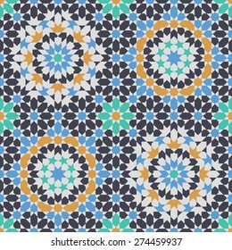 Islamic abstract geometric background. Seamless pattern.Traditional tile ornament. Vector illustration. 