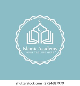 Plantilla de Vector de diseño de logotipo de la Academia Islámica. El logo está destinado a representar a la Academia Islámica y sus enseñanzas. Ilustración vectorial