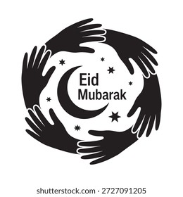 Tarjeta de deseo de Eid de avance islámico con texto de bendición de Alá, ilustración de celebración y diseño amigable con la historia.