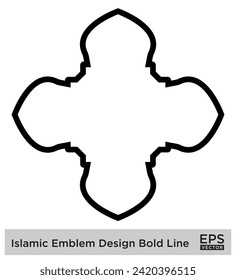 Islamisches Amblem Design Fett Linie Schwarze Schlagzeilen Silhouetten Design Piktogramm visuelle Illustration