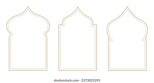 Islamisches, arab-Vektorlinienfenster, Türsymbol-Set