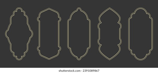 Islamic, arab vector window, door line icon set