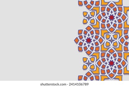 Islamic arabesque greeting card for Ramadan Kareem or color geometric abstract ornamental patterned background 