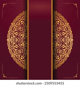 Islâmico Arabesco Luxo Ouro Mandala Casamento Indiano Convite Cartão Eid Mubarak Ramadan Kareem Fundo 