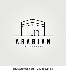 kaaba árabe islámico line art logo vector vintage ilustración diseño, icono y signo