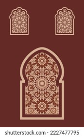 Islamic arabian oriental style windows, doors, and arches poster set mid century vector image. Moroccan contemporary abstract geometric.