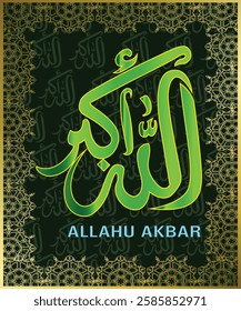 Islamic arabic allahu akbar calligraphy. Islamic muslim verctor art illustration ALLAH is the greatest.