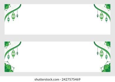 Islamic Arabic Arabesque Ornament Border Luxury Abstract White Background set