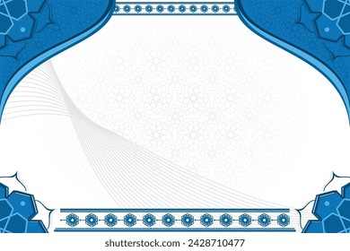 Islamic Arabic Arabesque Ornament Border Luxury Abstract White Background