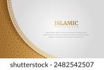 Islamic Arabic Arabesque Ornament Pattern Luxury Golden White Background with Copy Space	