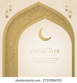 Árabe Islâmico Árabe Padrão de luxo Arco de ouro Fundo com saudações Ramadan Mubarak