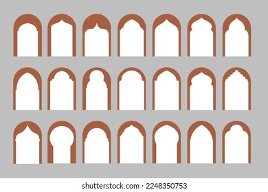 Islamic Arabic arch window and door geometric laser cutting template. Weding template